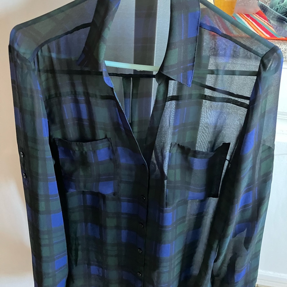 Express L plaid blouse